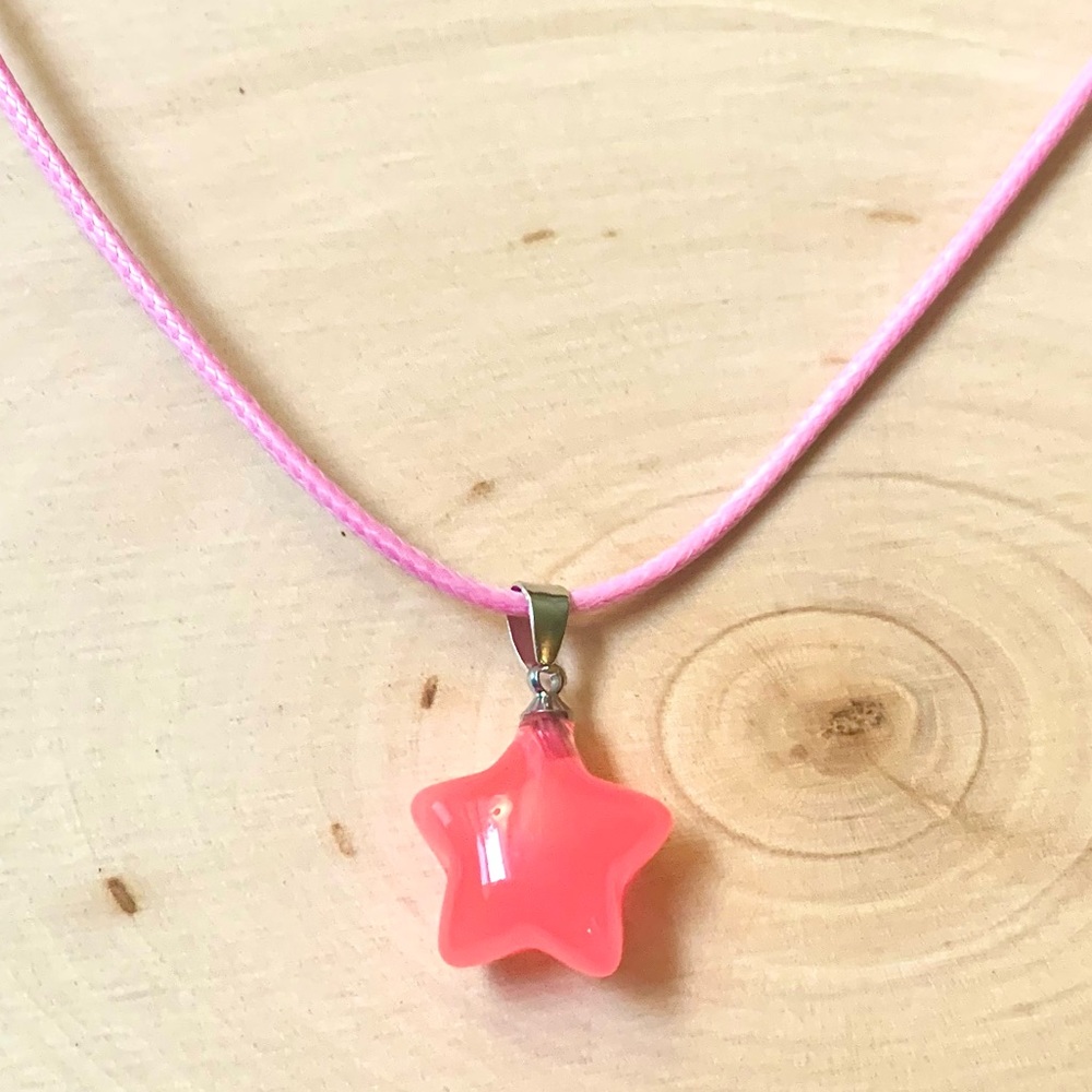 Kawaii Strawberry Pink Star Necklace
